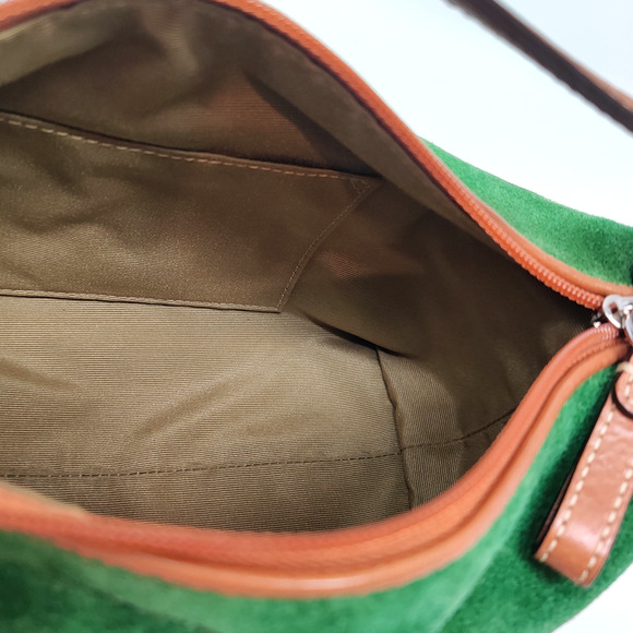 NWT Coach Green Suede Top Handle Mini Purse Small Bag Handbag Silver/Leaf F40577 - Picture 13 of 16